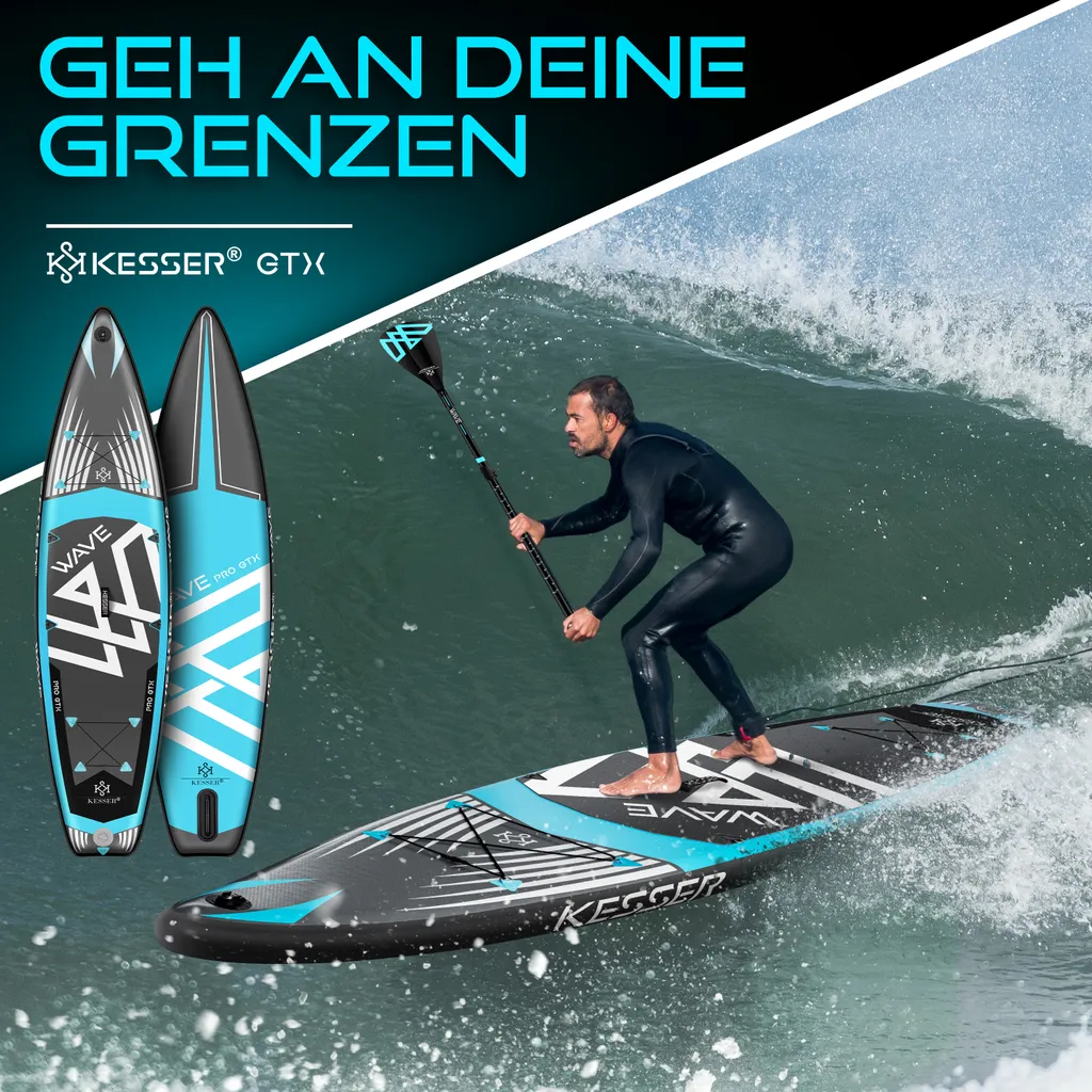 KESSER® Aufblasbare SUP Board Set PRO GTX Mit Premium Hochdruckpumpe Transporttasche Stand Up Paddle Board | Cam Halterung | Surfboard 6 Zoll Dick Komplettes Zubehör 150kg, Farbe:Blau - 320CM 12 KESSER® Aufblasbare SUP Board Set PRO GTX Mit Premium Hochdruckpumpe Transporttasche Stand Up Paddle Board | Cam Halterung | Surfboard 6 Zoll Dick Komplettes Zubehör 150kg, Farbe:Blau - 320CM – Bild 12