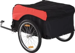 HOMCOM Transportanhänger Lastenanhänger Fahrrad Anhänge Lasten-Fahrradanhänger CargoTrailer (Rot-Schwarz) -Globbervi Verkaufe 554a28a6fa575e2f08d11fea236d7747