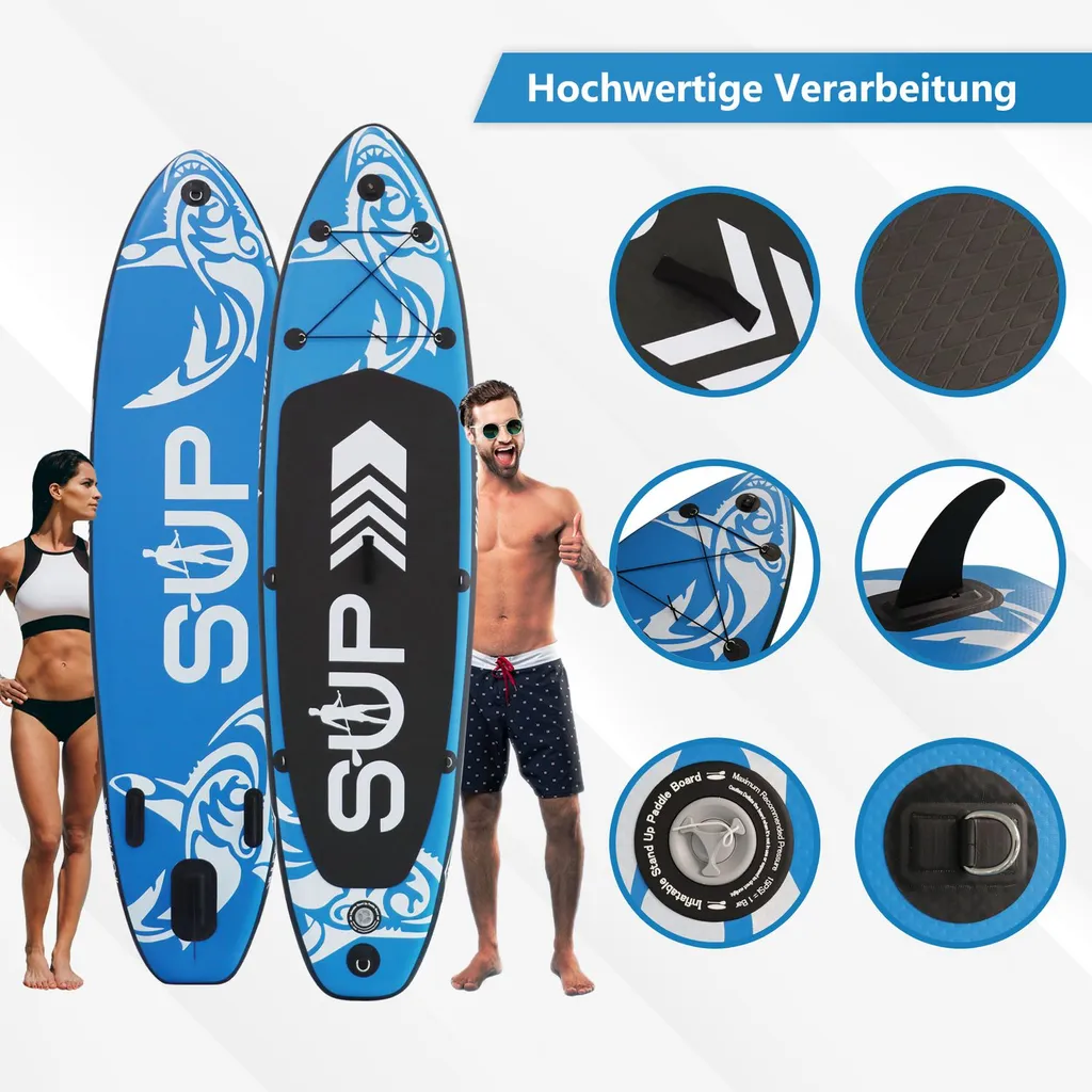 24MOVE® Standup Paddle SUP Board Set BLAU 366, Inkl. Umfangreichem Zubehör, Paddel Und Doppelhubpumpe 2 24MOVE® Standup Paddle SUP Board Set BLAU 366, Inkl. Umfangreichem Zubehör, Paddel Und Doppelhubpumpe – Bild 2