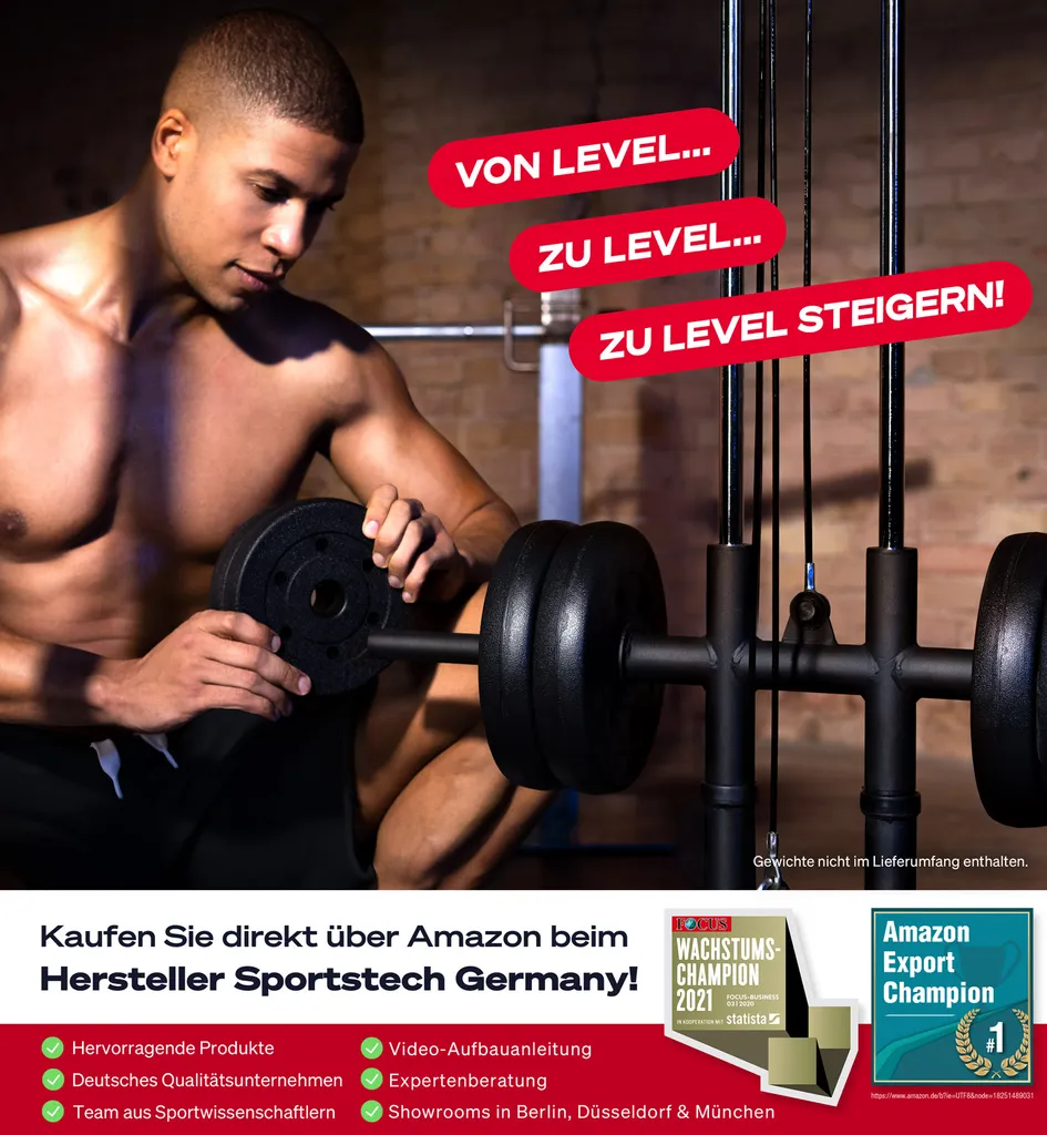 Sportstech Power Rack + Klimmzugstange, Dip-Barren, 2X Latzug Griff + Karabinerhaken, Ablage Für Langhantel Mit Gewichten, Home Gym Kraftstation: Fitness & Sport Zuhause, FPR300 4 Sportstech Power Rack + Klimmzugstange, Dip-Barren, 2X Latzug Griff + Karabinerhaken, Ablage Für Langhantel Mit Gewichten, Home Gym Kraftstation: Fitness & Sport Zuhause, FPR300 – Bild 4