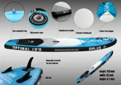 Boards DCS OPTIMAL SUP Inflatable Stand Up Paddle Premium Set 10'0 Pumped 305 Cm Blue/Grey SUP701 -Globbervi Verkaufe 58b7e36da36d72767808cef96502ab18