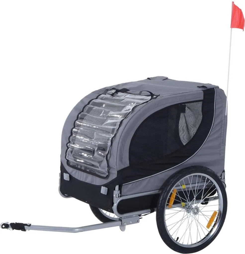 PawHut Hundeanhänger Fahrradanhänger Hundetransporter Hunde Fahrrad Anhänger Grau 130 X 73 X 90 Cm 10 PawHut Hundeanhänger Fahrradanhänger Hundetransporter Hunde Fahrrad Anhänger Grau 130 X 73 X 90 Cm – Bild 10