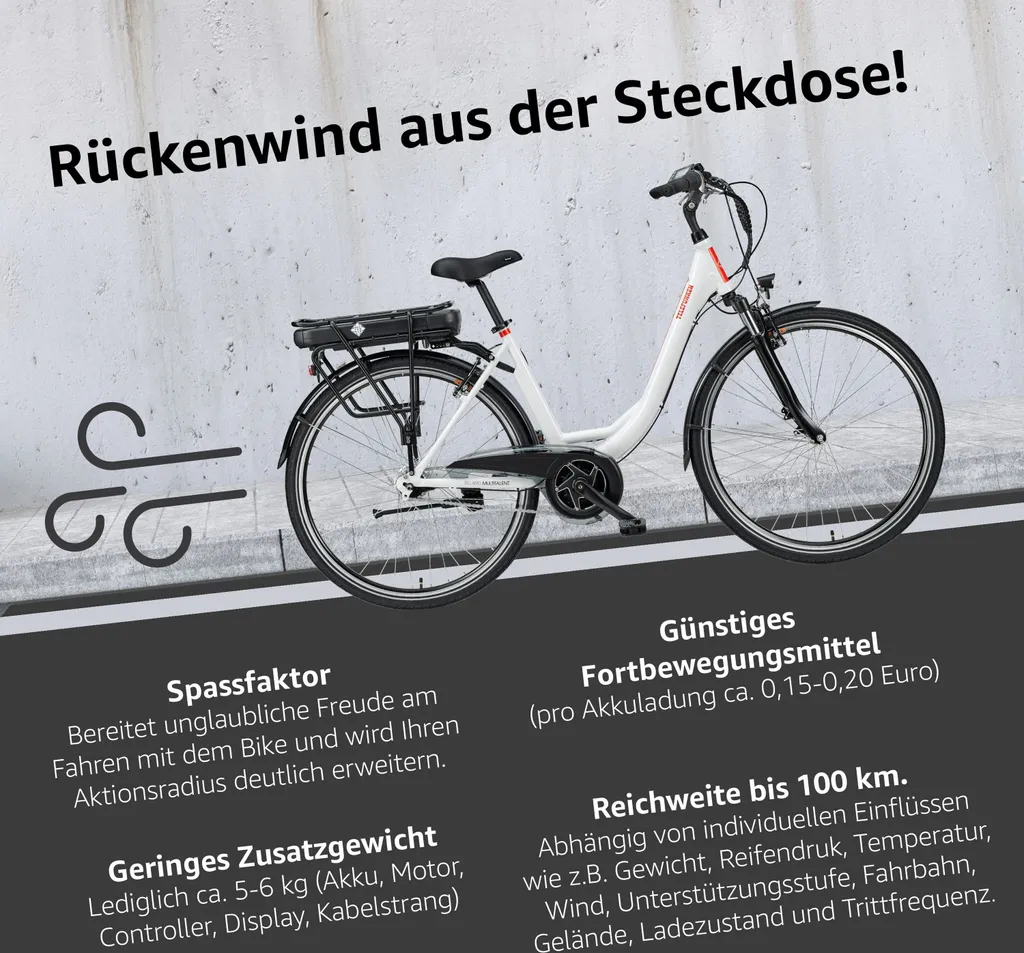 Telefunken RC890 City E-Bike, 7 Gang Shimano Nabenschaltung, Mittelmotor, Weiß 7 Telefunken RC890 City E-Bike, 7 Gang Shimano Nabenschaltung, Mittelmotor, Weiß – Bild 7