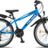 24 Zoll Mountainbike Fahrrad Mit Gabelfederung & Beleuchtung 21-GANG SHIMANO FASTER Blau