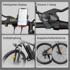 ADO A26 Pedelec E-bike Elektrofahrrad Für Erwachsene Herren Damen, 26" Ebikes Full Terrain, Shimano 7-Gang-Getriebe/enduro E Bike/Höchstgeschwindigkeit 25km/h/Doppelscheibenbremsen -Globbervi Verkaufe 5b928242d5baa5a5561885d7855cdfc8