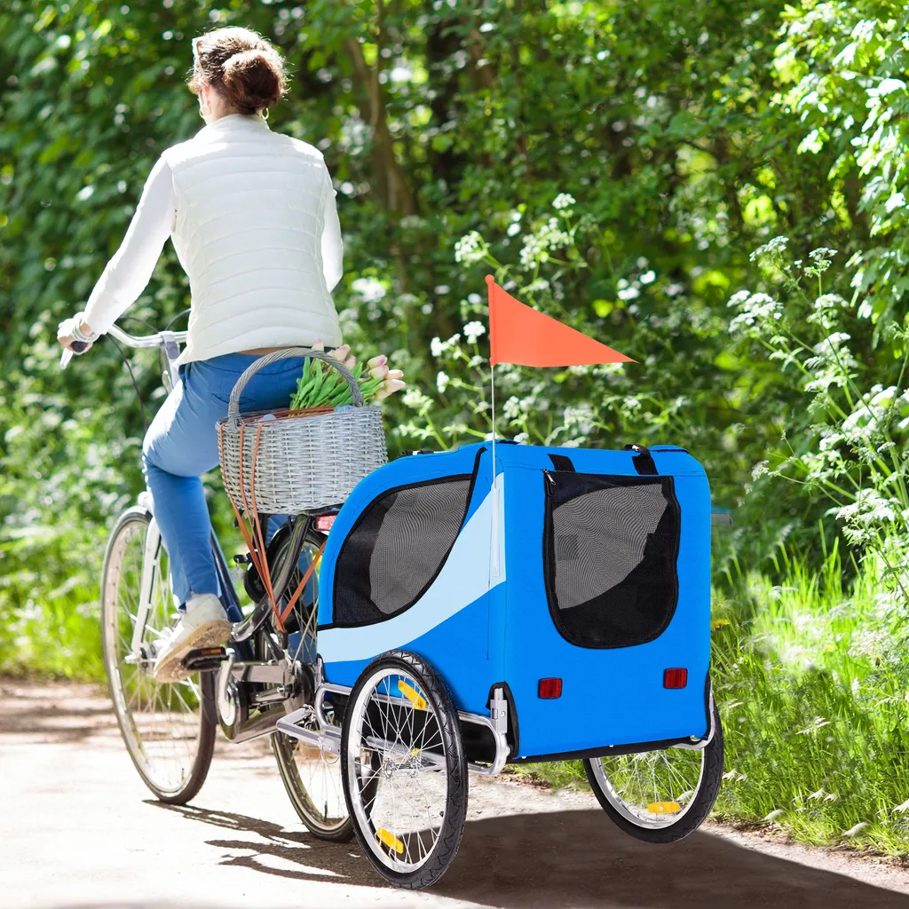 HAPPYPET Hundeanhänger Fahrradanhänger Für Hunde Hundefahrradanhänger Inkl. Anhängerkupplung Regenschutz NAVY BLAU 2 HAPPYPET Hundeanhänger Fahrradanhänger Für Hunde Hundefahrradanhänger Inkl. Anhängerkupplung Regenschutz NAVY BLAU – Bild 2