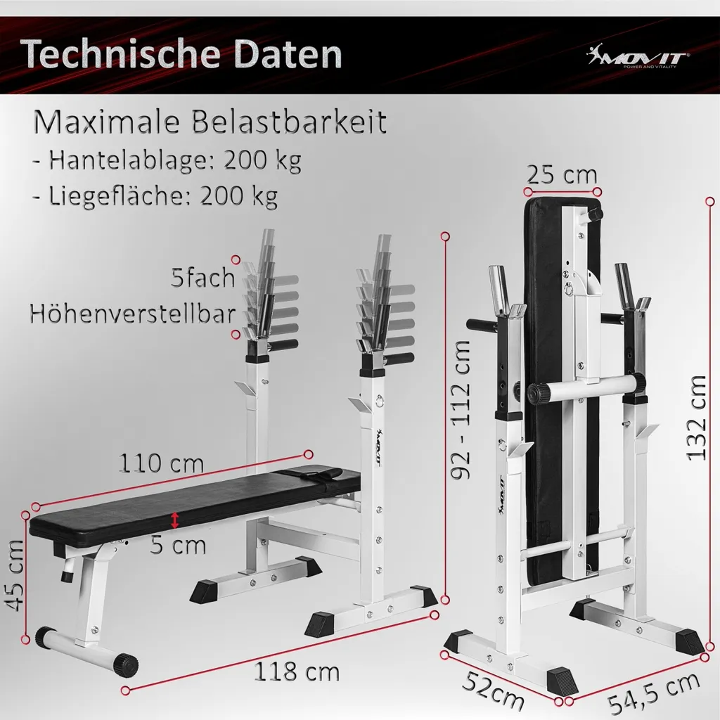 MOVIT Hantelbank Langhantelablage Dip-Station Home-Gym Kraftstation 3 MOVIT Hantelbank Langhantelablage Dip-Station Home-Gym Kraftstation – Bild 3