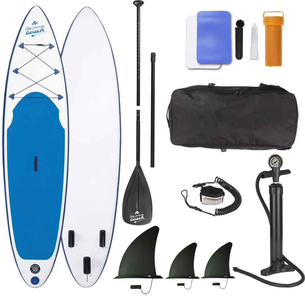 EASYmaxx Stand Up Paddle Board - Paddelboard Wellenreiter Aufblasbar - 320 X 76 X 15 Cm - Weiß/blau 1 EASYmaxx Stand Up Paddle Board - Paddelboard Wellenreiter Aufblasbar - 320 X 76 X 15 Cm - Weiß/blau