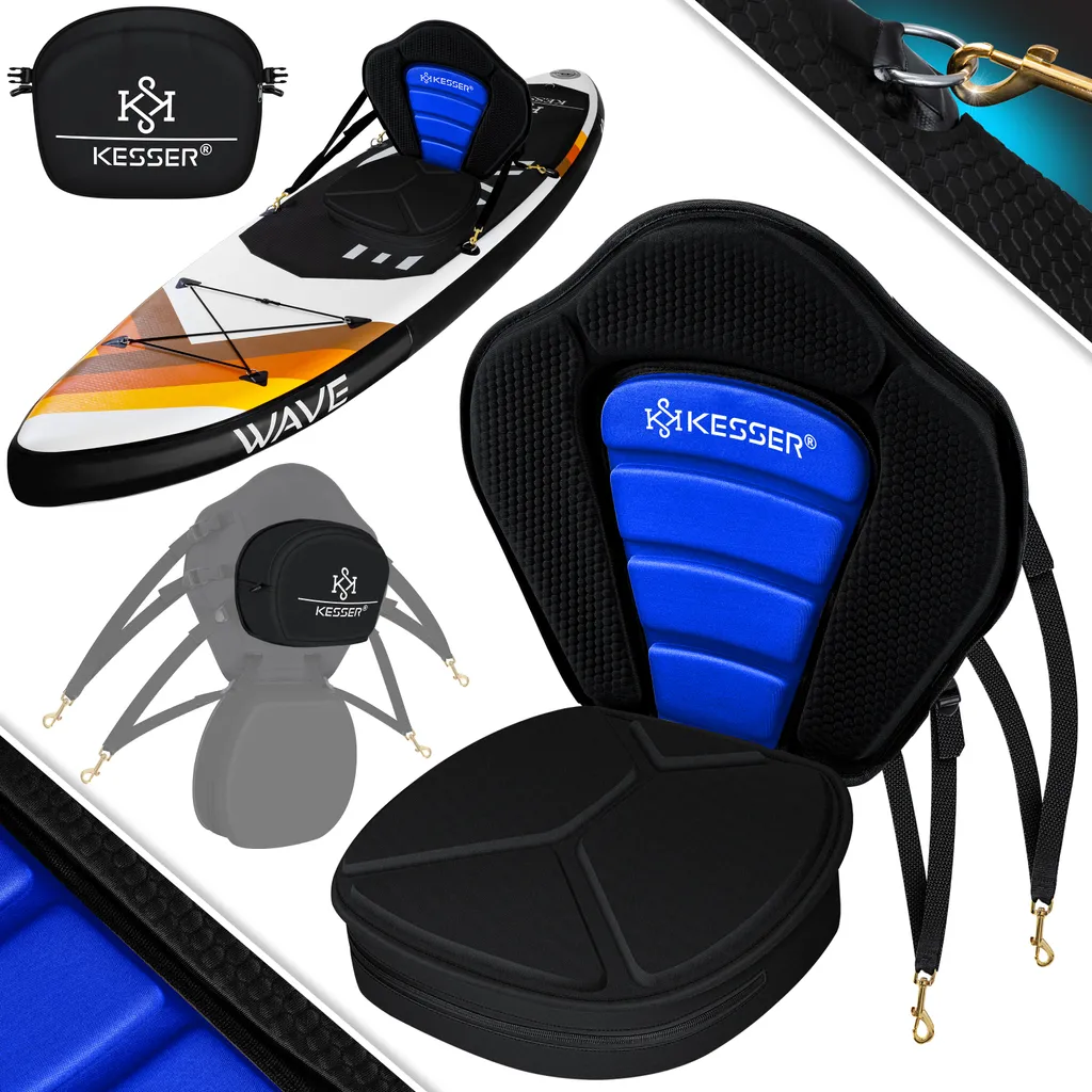 KESSER® Kajak-Sitz Premium Für SUP Board Stand Up Paddle Surfboard Sitz - Inkl. Mit Tasche - SUP Paddling Paddelboards Gepolsterte Sitz 32x38cm, Rückenlehne 51x45cm Schnell Und Einfach Montiert , Farbe:Blau / Schwarz 2 KESSER® Kajak-Sitz Premium Für SUP Board Stand Up Paddle Surfboard Sitz - Inkl. Mit Tasche - SUP Paddling Paddelboards Gepolsterte Sitz 32x38cm, Rückenlehne 51x45cm Schnell Und Einfach Montiert , Farbe:Blau / Schwarz – Bild 2
