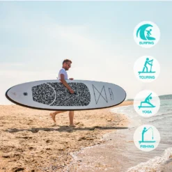 FEATH-R-LITE- Stand Up Paddle Board, SUP Surfboard Surfbrett 305x76x15cm Mit Verstellbares Paddel, Handpumpe, Rucksack，Schwarz Und Weiß -Globbervi Verkaufe 5e62bf3c9b78c7a2b6c58d7bb6aa939b