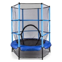 Klarfit Rocketkid Trampolin - Gartentrampolin , Outdoor-Trampolin , 140 Cm Durchmesser , Sicherheitsnetz , Bungeeseil-Federung , Bis 50 Kg Belastbar , Gepolsterte Stangen , Blau -Globbervi Verkaufe 61633746fab01d8e01dc1c41d6028d1c