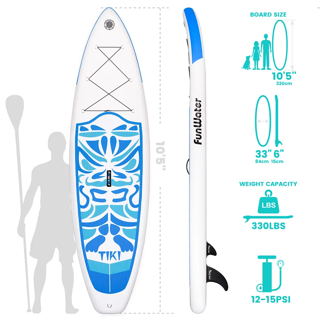 Funwater Aufblasbares Stand Up Paddle Board 320x84x15cm,blau Surfboard, Handpumpe, Stand Up Paddle Board, SUP, SUP Board 2 Funwater Aufblasbares Stand Up Paddle Board 320x84x15cm,blau Surfboard, Handpumpe, Stand Up Paddle Board, SUP, SUP Board – Bild 2