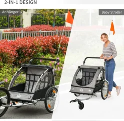 HOMCOM 2 In 1 Kinderanhänger Anhänger 360° Drehbar Fahrradanhänger 2 Kinder Buggy Kinderwagen Mit Fünf-Punkt-Sicherheitsgurt Joggerfunktion Metall Oxford Grau+Schwarz 160 X 84 X 106 Cm 11 HOMCOM 2 In 1 Kinderanhänger Anhänger 360° Drehbar Fahrradanhänger 2 Kinder Buggy Kinderwagen Mit Fünf-Punkt-Sicherheitsgurt Joggerfunktion Metall Oxford Grau+Schwarz 160 X 84 X 106 Cm -Globbervi Verkaufe 62ed6eccc4f8fd8a013df03a9ff32457