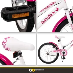Actionbikes Kinderfahrrad Butterfly 20 Zoll - Kinder Fahrrad - V-Brake Bremsen - Kettenschutz - Fahrradständer - Kinderrad - Jugend Fahrrad - Rad - Bike - Mädchen - Weiß/Pink - 6-9 Jahre -Globbervi Verkaufe 644ca5579574652323e0f6a200615190