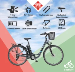 Telefunken E-Bike Elektrofahrrad Alu 28 Zoll Mit 7-Gang Shimano Kettenschaltung, Pedelec Citybike Leicht Mit Fahrradkorb, 250W Und 10,4Ah, 36V Sitzrohrakku, RC822 Multitalent -Globbervi Verkaufe 65182abeb50319faf5b0bfd79febd0c6