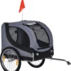 PawHut Hundeanhänger Fahrradanhänger Hundetransporter Hunde Fahrrad Anhänger Grau 130 X 73 X 90 Cm