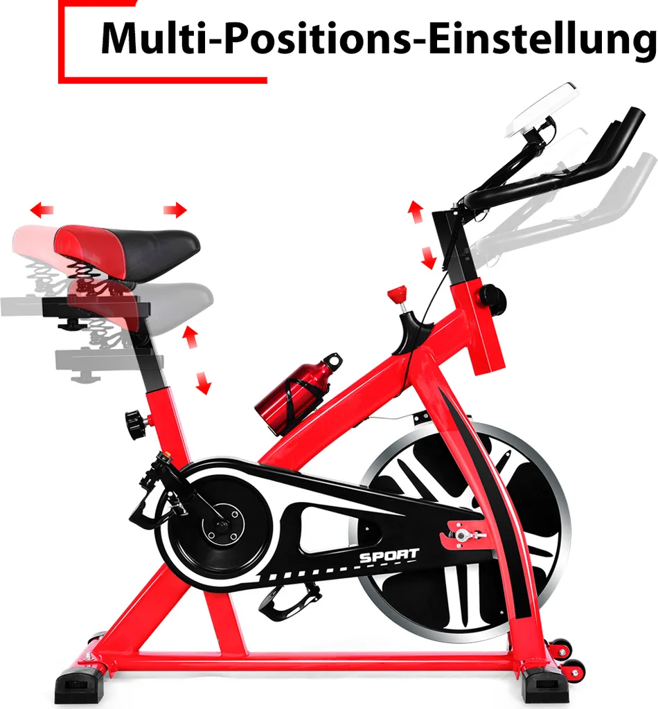COSTWAY Indoor Fahrrad Mit 8KG Schwungrad, Heimtrainer Fahrrad Mit Einstellbarem Widerstand, Höhenverstellbarem Sitz Und Lenker, Handyhalterung Und LCD-Anzeige, Fitnessbike Bis 150KG Belastbar 6 COSTWAY Indoor Fahrrad Mit 8KG Schwungrad, Heimtrainer Fahrrad Mit Einstellbarem Widerstand, Höhenverstellbarem Sitz Und Lenker, Handyhalterung Und LCD-Anzeige, Fitnessbike Bis 150KG Belastbar – Bild 6