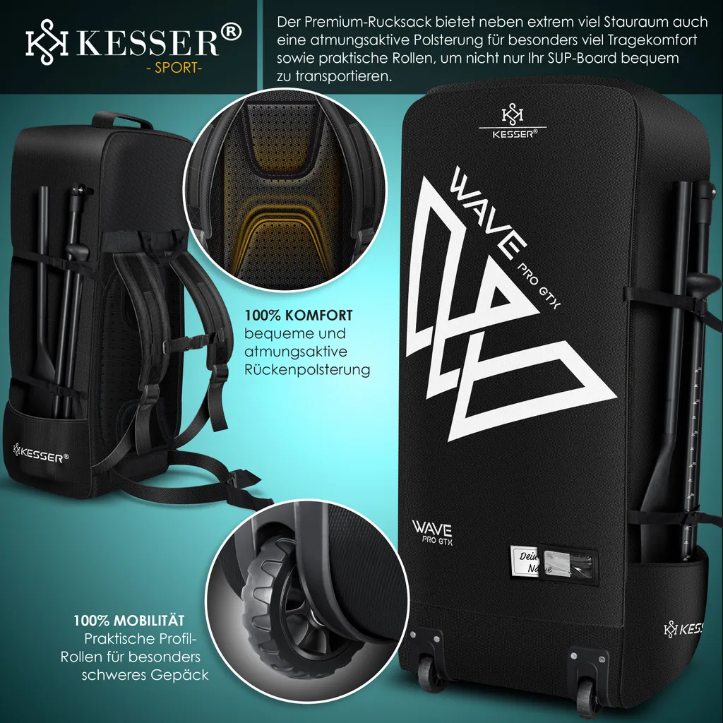 KESSER® Aufblasbare SUP Board Set PRO GTX Mit Premium Hochdruckpumpe Transporttasche Stand Up Paddle Board | Cam Halterung | Surfboard 6 Zoll Dick Komplettes Zubehör 150kg, Farbe:Blau - 320CM 6 KESSER® Aufblasbare SUP Board Set PRO GTX Mit Premium Hochdruckpumpe Transporttasche Stand Up Paddle Board | Cam Halterung | Surfboard 6 Zoll Dick Komplettes Zubehör 150kg, Farbe:Blau - 320CM – Bild 6