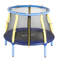 SixBros. SixJump Kindertrampolin Für Den Garten Und Indoor, Gartentrampolin 1,22m Inkl. Sicherheitsnetz, Outdoor-Trampolin In Blau, Robust & Wasserdicht, Gepolsterte Randabdeckung, TB122/8066