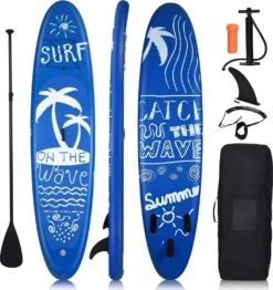 COSTWAY 297x75x16cm SUP Board Aufblasbar Stand Up Paddling Board Inkl. Pumpe Paddel Und Center Finne