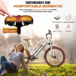 BLUEWHEEL 26" Innovatives Damen E-Bike, Deutsche Qualitätsmarke, EU Konform Top City Ebike + Nabenmotor, Shimano 7 Gänge + 25 Km/h Fullspeed, Bis 150 Km Reichweite & App, BXB85 Electric Bike -Globbervi Verkaufe 689c328b6c3f3c58fab10cb995a7fdfc