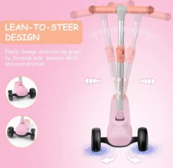 BremToy Kinderroller, Kinder Scooter Mit Höhenverstellbarem Lenker, Tretroller Mit LED-Rädern, Faltbarer Kickscooter Für Kleinkinder Jungen Mädchen Ab 2 Jahren, Rosa -Globbervi Verkaufe 69a6eb4f82f925e131d37434b359116f