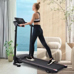 Merax Laufband Klappbar Elektrisch Laufbänder 1,5 PS Leiser Elektromotor 12 Km/h Mit LED Display, 12 Programme Und Pad-/Handyhalter, Max. Benutzergewicht 100kg, Schwarz