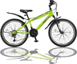 24 Zoll Fahrrad MTB Mit Beleuchtung Und SHIMANO 21-Gang FSTR Grün
