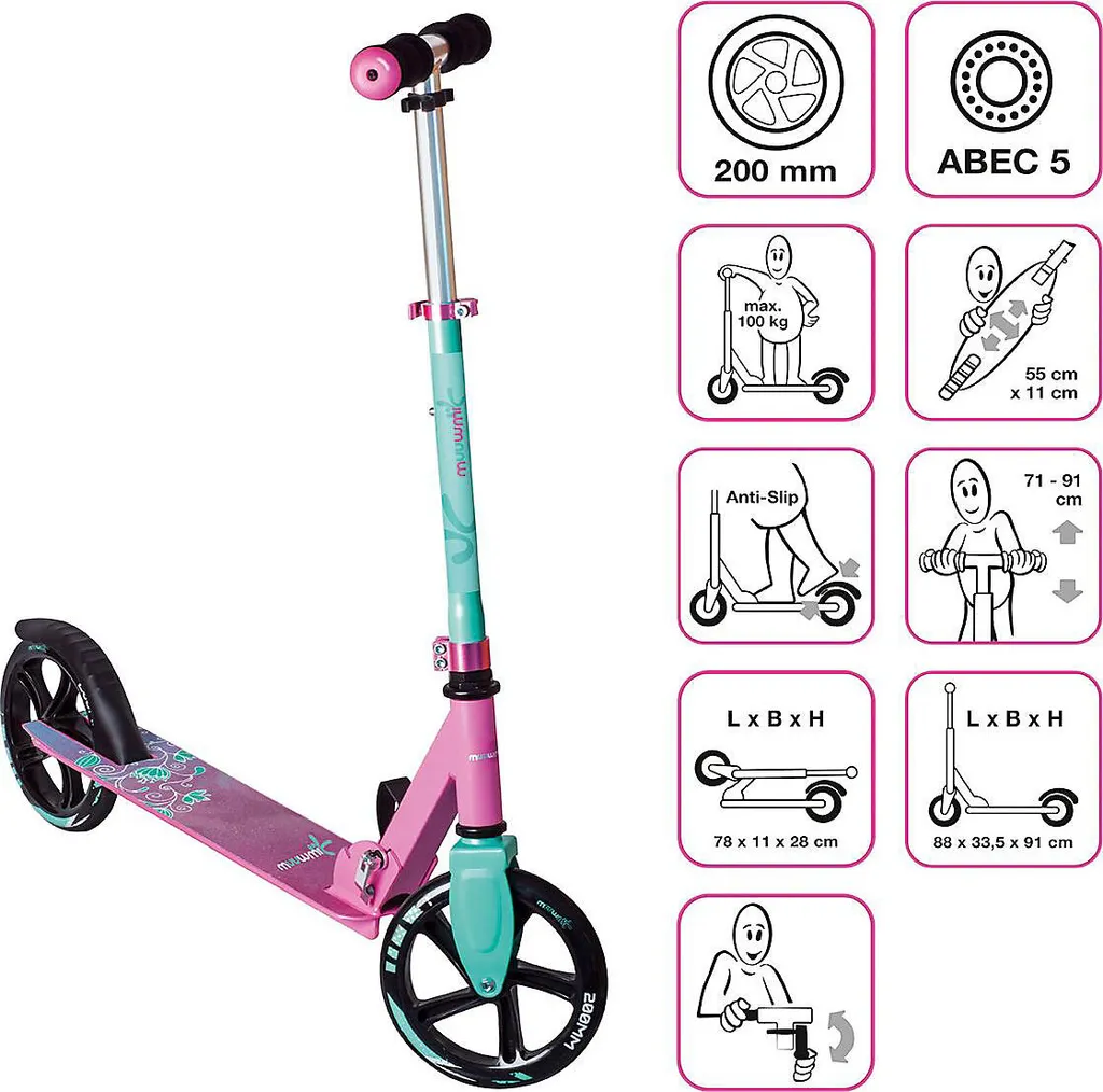 Muuwmi Sport Muuwmi Aluminium Scooter 200 Mm Pink-Türkis Roller Scooter Schnäppchenoutdoor Versandfrei Outdoorauswahl Auswahloutdoor Winterlagerverkauf 2 Muuwmi Sport Muuwmi Aluminium Scooter 200 Mm Pink-Türkis Roller Scooter Schnäppchenoutdoor Versandfrei Outdoorauswahl Auswahloutdoor Winterlagerverkauf – Bild 2