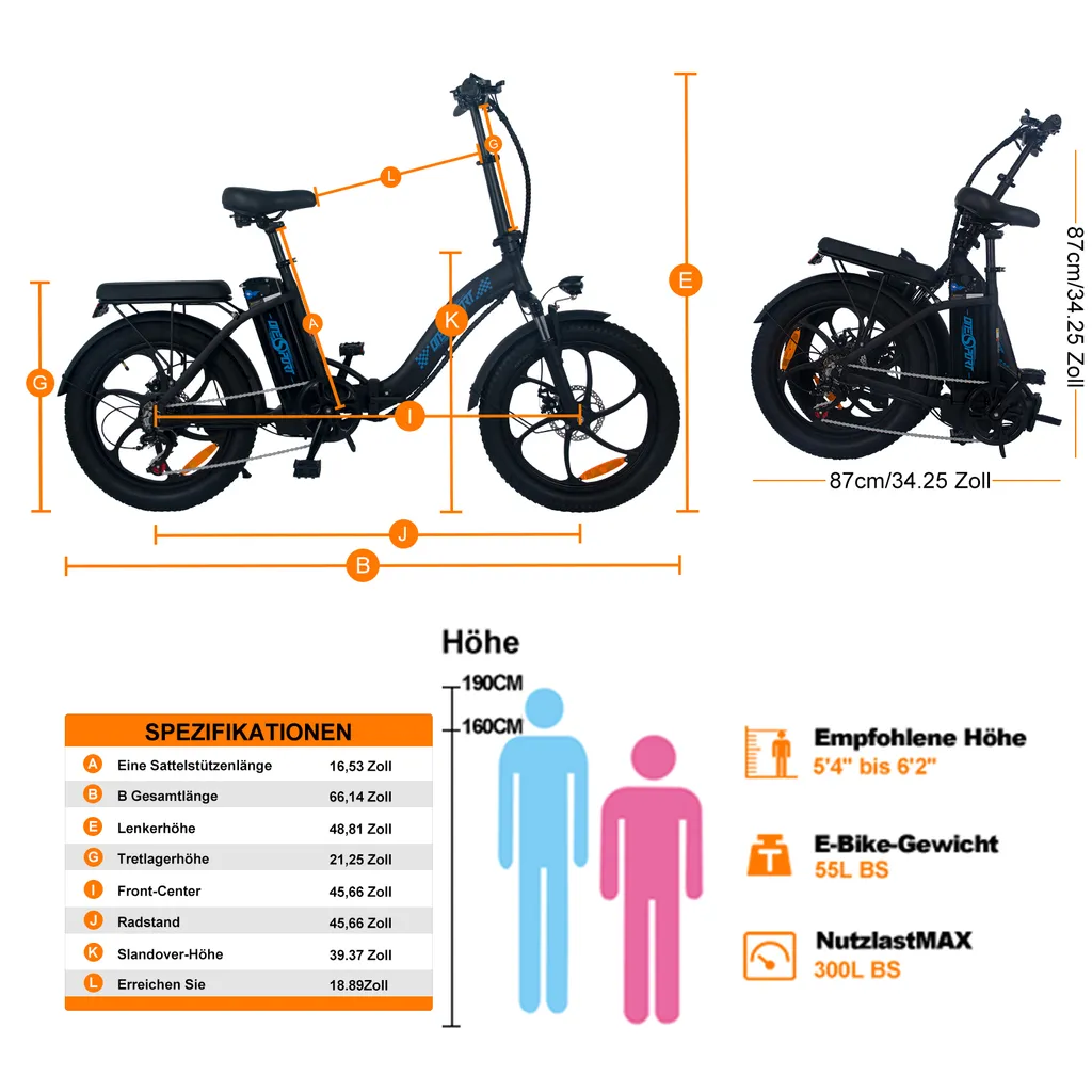 Klappbares E-Bike 20“ Elektrofahrrad | E Klappfahrrad 7 Gänge & Hinterradmotor Für 25 Km/h E-bike Trekking | Fahrrad Mit MTB Federgabel, Faltbares E Bike LED Licht &Qualitätsmarke Sportsattel 2 Klappbares E-Bike 20“ Elektrofahrrad | E Klappfahrrad 7 Gänge & Hinterradmotor Für 25 Km/h E-bike Trekking | Fahrrad Mit MTB Federgabel, Faltbares E Bike LED Licht &Qualitätsmarke Sportsattel – Bild 2