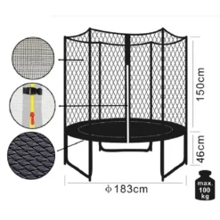 SixBros. SixJump Gartentrampolin 1,85m - Kindertrampolin Für Den Garten, Outdoor-Trampolin, Komplett-Set Inkl. Leiter, Sicherheitsnetz & Abdeckung, Schwarz, TS185/1926 -Globbervi Verkaufe 6e44136cb381d7a9f484ae27d69295a6