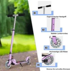 COSTWAY Scooter Höhenverstellbar, Kinder Roller Klappbar, Kickroller Mit 2 Blinkenden Räder, Tretroller, Kinderroller, Cityroller Für Kinder Ab 4 Jahre, 70 Kg Tragkraft -Globbervi Verkaufe 6f9960b92ee323f80a2b3acdc7359c96