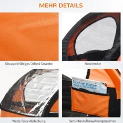 HOMCOM Kinderanhänger Fahrradanhänger Kinder Radanhänger Für 2 Kinder Mit Fahne Regenschutz Atmungsaktiv Stahl Orange+Schwarz 142 X 85 X 105 Cm 14 HOMCOM Kinderanhänger Fahrradanhänger Kinder Radanhänger Für 2 Kinder Mit Fahne Regenschutz Atmungsaktiv Stahl Orange+Schwarz 142 X 85 X 105 Cm -Globbervi Verkaufe 702321e2d46923e30dd3281fe77e10c6