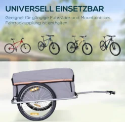 HOMCOM Lasten-Fahrradanhänger Transportanhänger CargoTrailer Fahrrad Faltbar Grau -Globbervi Verkaufe 709f8c937ed237b2b512b84b693dab6a