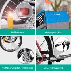 FROGGY Kinder Fahrradanhänger Mit Federung + 5-Punkt Sicherheitsgurt, Anhänger Für 1 Bis 2 Kinder, Design Cyan -Globbervi Verkaufe 733e2447669ca4252068258f9d3e25e1