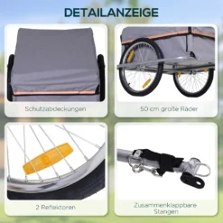 HOMCOM Lasten-Fahrradanhänger Transportanhänger CargoTrailer Fahrrad Faltbar Grau -Globbervi Verkaufe 75af3e360e2fe72619a308ce293c1901