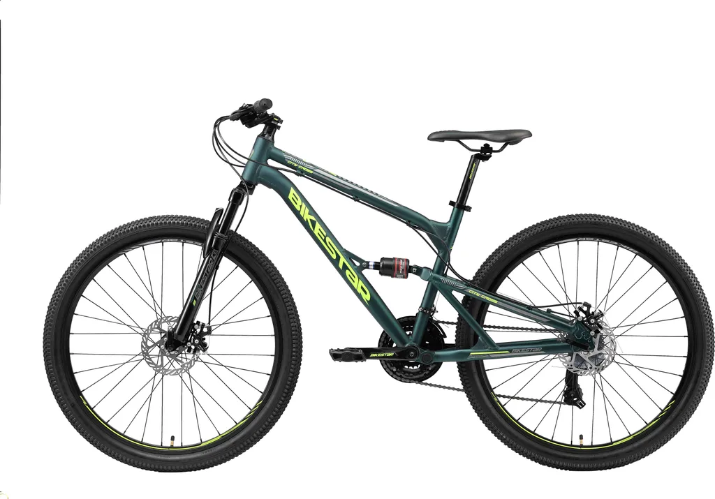 BIKESTAR Vollgefedert Aluminium Mountainbike 27.5 Zoll, 21 Gang Shimano Schaltung Mit Scheibenbremse, 16,5 Zoll Rahmen Fully MTB Erwachsenen- Und Jugendfahrrad, Grün 3 BIKESTAR Vollgefedert Aluminium Mountainbike 27.5 Zoll, 21 Gang Shimano Schaltung Mit Scheibenbremse, 16,5 Zoll Rahmen Fully MTB Erwachsenen- Und Jugendfahrrad, Grün – Bild 3