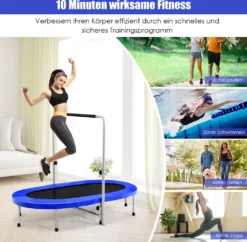 COSTWAY 2 Personen Trampolin Mit Höhenverstellbarm Haltegriff, Mini Trampolin Bis 150kg Belastbar, Kindertrampolin Klappbar, Gartentrampolin Für Kinder Und Erwachsene -Globbervi Verkaufe 76d358481575366e37e4aef578b41105