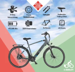 Telefunken XC941 Trekking Herren E-Bike, 24 Gang Shimano Kettenschaltung, Granit -Globbervi Verkaufe 77cdba6d96b10e5fca33de2496ec0287