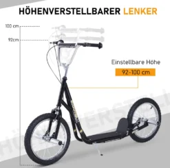 HOMCOM Kinderroller Mit Luftreifen Kickscooter Scooter Tretroller Cityroller Für Kinder Kickboard 16 Zoll Ab 5 Jahre Höhenverstellbar Schwarz 143 X 58 X 92-100 Cm 14 HOMCOM Kinderroller Mit Luftreifen Kickscooter Scooter Tretroller Cityroller Für Kinder Kickboard 16 Zoll Ab 5 Jahre Höhenverstellbar Schwarz 143 X 58 X 92-100 Cm -Globbervi Verkaufe 78b757a90834865ae3158665c379d573