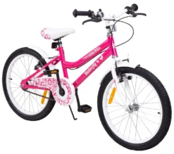 Actionbikes Kinderfahrrad Butterfly 20 Zoll - Kinder Fahrrad - V-Brake Bremsen - Kettenschutz - Fahrradständer - Kinderrad - Jugend Fahrrad - Rad - Bike - Mädchen - Pink/Weiß - 6-9 Jahre