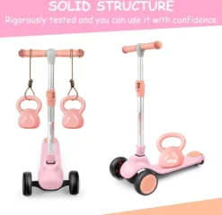BremToy Kinderroller, Kinder Scooter Mit Höhenverstellbarem Lenker, Tretroller Mit LED-Rädern, Faltbarer Kickscooter Für Kleinkinder Jungen Mädchen Ab 2 Jahren, Rosa -Globbervi Verkaufe 7a363516136a7a1a505338dc68c7d02c