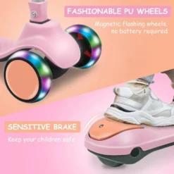 BremToy Kinderroller, Kinder Scooter Mit Höhenverstellbarem Lenker, Tretroller Mit LED-Rädern, Faltbarer Kickscooter Für Kleinkinder Jungen Mädchen Ab 2 Jahren, Rosa -Globbervi Verkaufe 7b704da9b97f963f6e9f297208f26ab2