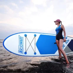 ACOWAY Aufblasbares Stand Up Paddle Board, 320 X 81.5/84 X 15 Cm/Mit 180kg, Rutschfestes SUP Board Set Stand Up Paddling Board, Surfboard Stabiles Komplettes Zubehör Paddel,Hochdruck-Pumpe, Rucksack, Blau -Globbervi Verkaufe 7d05528cd93b71b63fae0c012b2529eb
