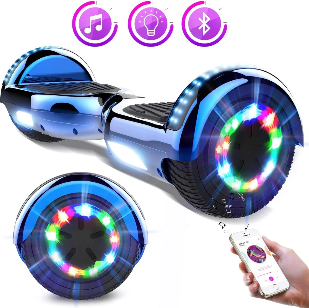 Hoverboard Electric Scooter 6.5 ″ Zweimotoren 2-Rad-Selbstausgleich-Rollerplatine Hover Mit LED-Leuchten Bluetooth. 1 Hoverboard Electric Scooter 6.5 ″ Zweimotoren 2-Rad-Selbstausgleich-Rollerplatine Hover Mit LED-Leuchten Bluetooth.