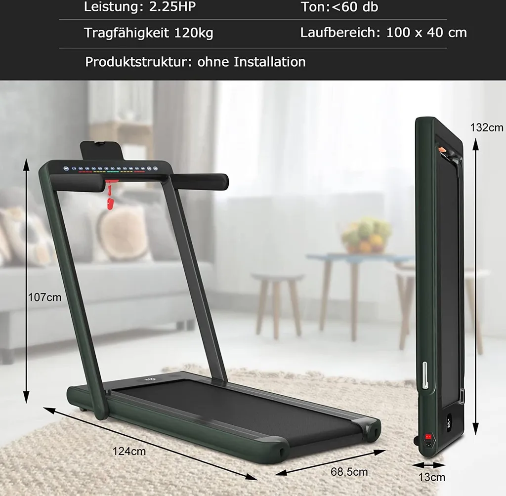 COSTWAY 2 In 1 Walking Pad & Laufband, App-kontrolliert, Bluetooth, LED Display, 1-12 Km/h, Bis 120kg Belastbar, Inkl. Handyhalterung, Klappbar (Grün) 6 COSTWAY 2 In 1 Walking Pad & Laufband, App-kontrolliert, Bluetooth, LED Display, 1-12 Km/h, Bis 120kg Belastbar, Inkl. Handyhalterung, Klappbar (Grün) – Bild 6