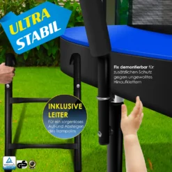 KESSER® Trampolin Gartentrampolin | Rheinland GS | Kindertrampolin Bis 150 Kg | Komplettset Mit Sicherheitsnetz Regenabdeckung, Leiter, Randabdeckung & Zubehör, Farbe:Blau / Schwarz, Größe:244 Cm -Globbervi Verkaufe 7ed217d90c53645a27767cbad056e92b