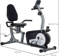 HOMCOM Liegeergometer Heimtrainer Fahrradtrainer Mit LCD-Anzeige Einstellbar Nutzergewicht Bis 110 Kg 8 Stufig Einstellbarem Magnetwiderstand Stahl ABS -Globbervi Verkaufe 836aed81b29455a216042c9d01aea58d
