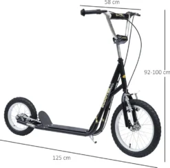 HOMCOM Kinderroller 16/12 Zoll Scooter Tretroller Mit Bremsen Cityroller Kickboard Kinder Roller Für 5+ Jahre Kinder Schwarz 135 X 58 X 92-100 Cm -Globbervi Verkaufe 8465a70edb5ff193170b085528d7543e