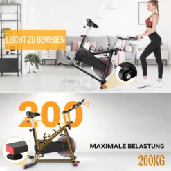 HEKA Heimtrainer Fahrrad, Hometrainer, Indoor Bike Mit Riemenantrieb, LCD-Display, Pulsmesser Und 13kg Schwungrad, Belastbar Bis 200kg, Fahrrad Für Zuhause, Schwarz -Globbervi Verkaufe 85f39bb737c080ca08951f619775058d